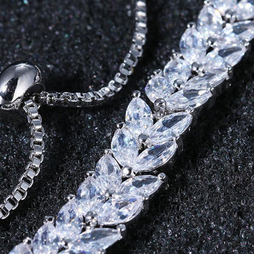 Gorgeous AAA+ Cubic Zirconia Diamonds Adjustable Charm Bracelet - The Jewellery Supermarket